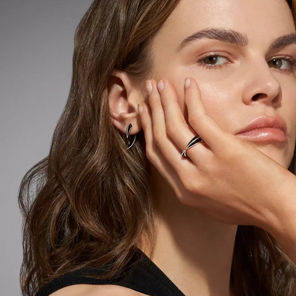 Shaun Leane Sabre Deco Ring - Silver & Black Ceramic