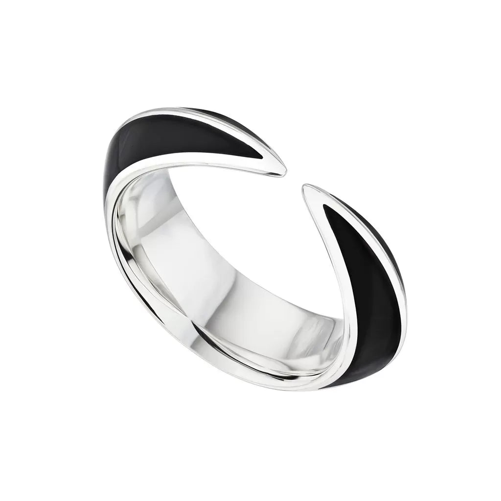 Shaun Leane Sabre Deco Ring - Silver & Black Ceramic