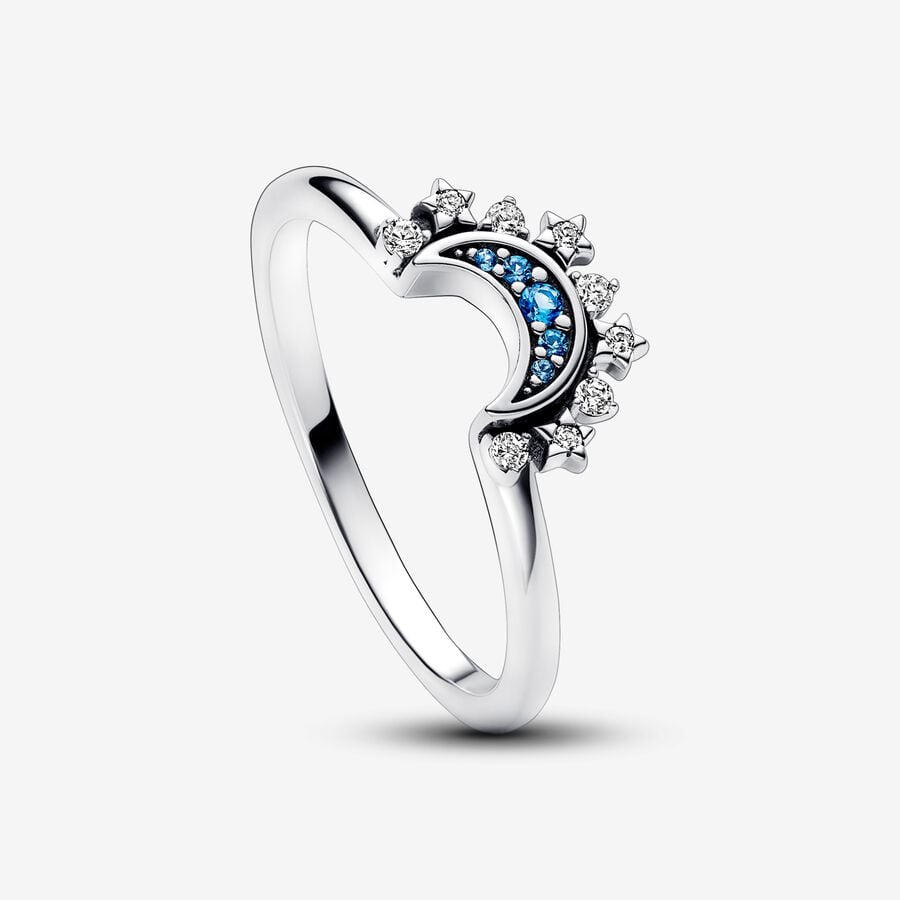 Pandora Celestial Blue Sparkling Moon Ring – Coe & Co. Stores