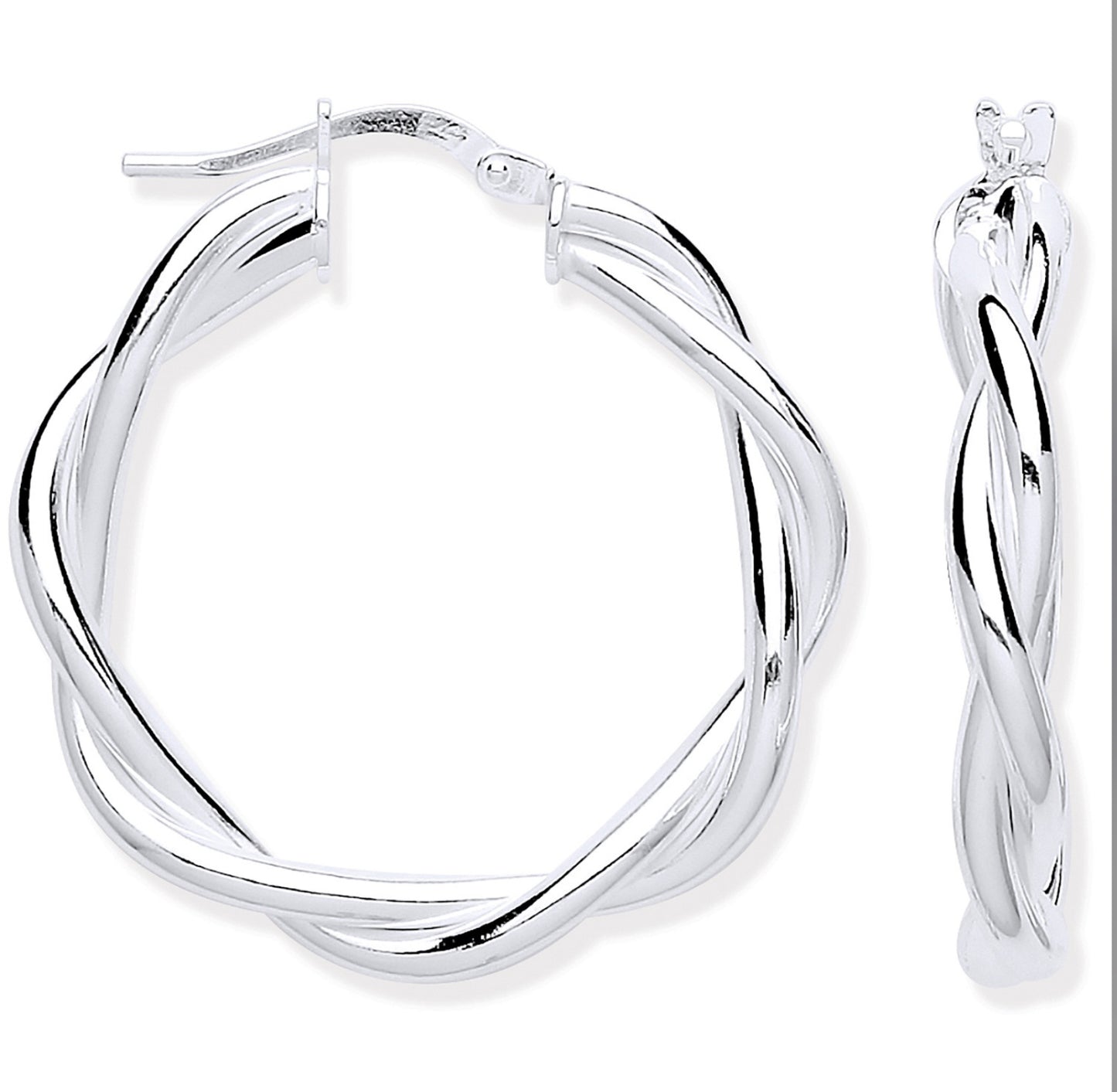 Coe & Co Silver Twist Hoop 25mm Earrings