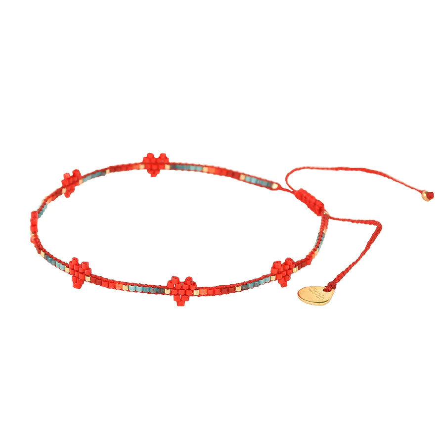 Mishky Hearts Row Red Anklet