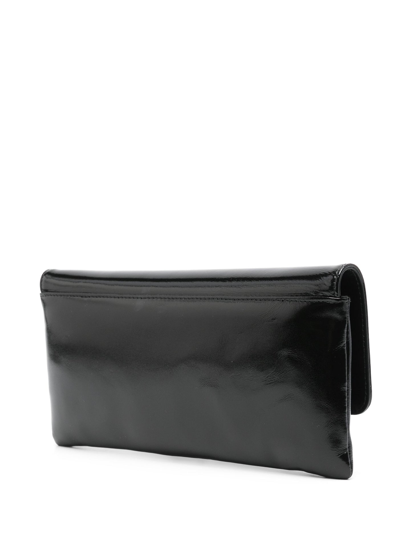 Vivienne Westwood Flap Closure Clutch Bag Black Shiny Leather