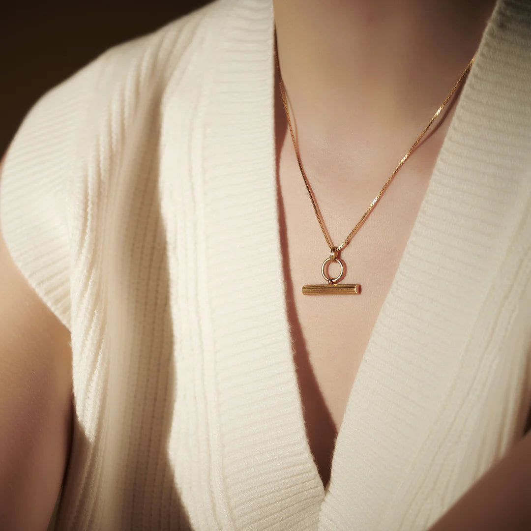 Rachel Jackson Gold Tone T-Bar Necklace