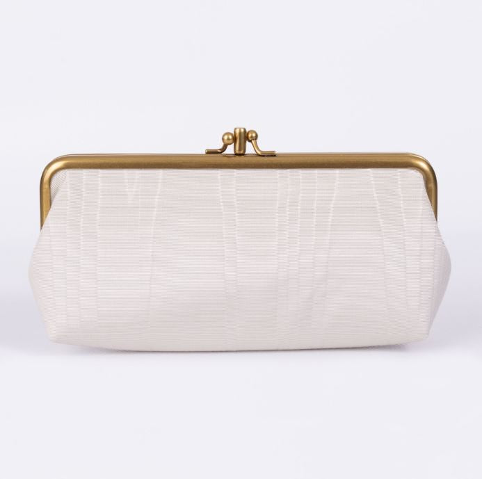 Vivienne Westwood Moire DB Frame Purse with Chain Cream