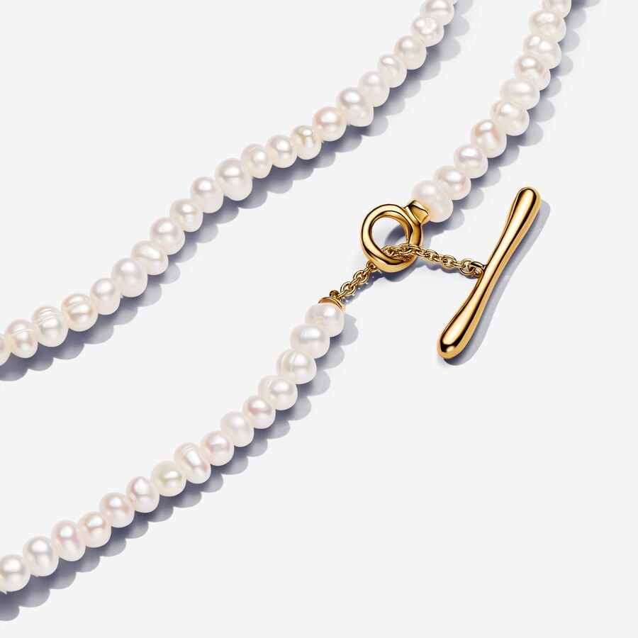 Treated Freshwater Cultured Pearls T-bar Collier Necklace