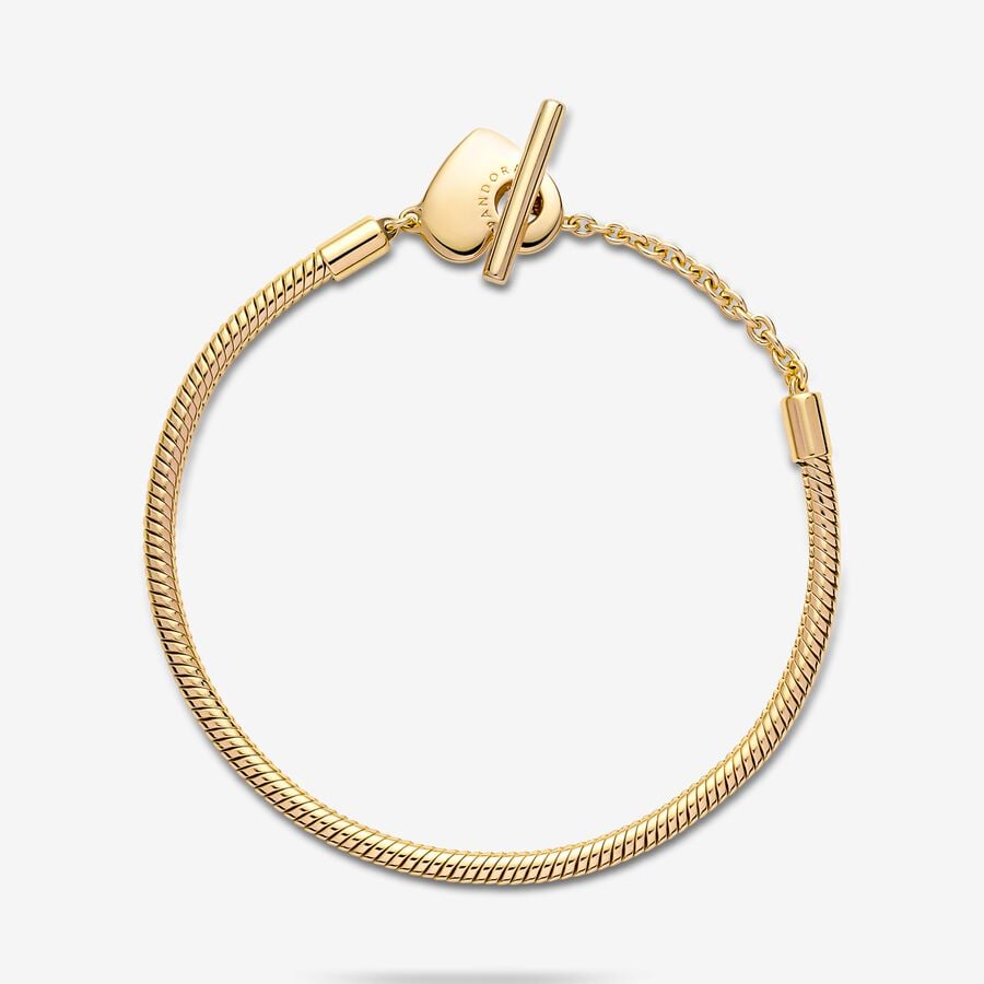 Pandora Moments Heart T-Bar Snake Chain Bracelet