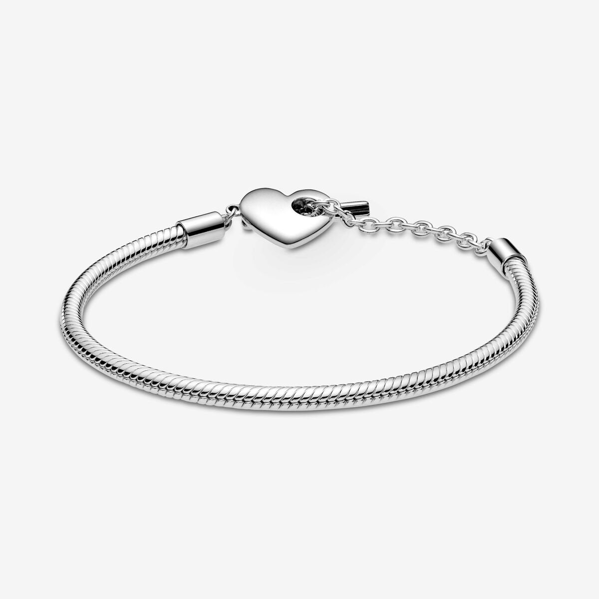 アクセサリー PandoraMomentsHeartT-BarSnakeBracelet Bransoletka o splocie wężykowym z sercem i zapięciem T