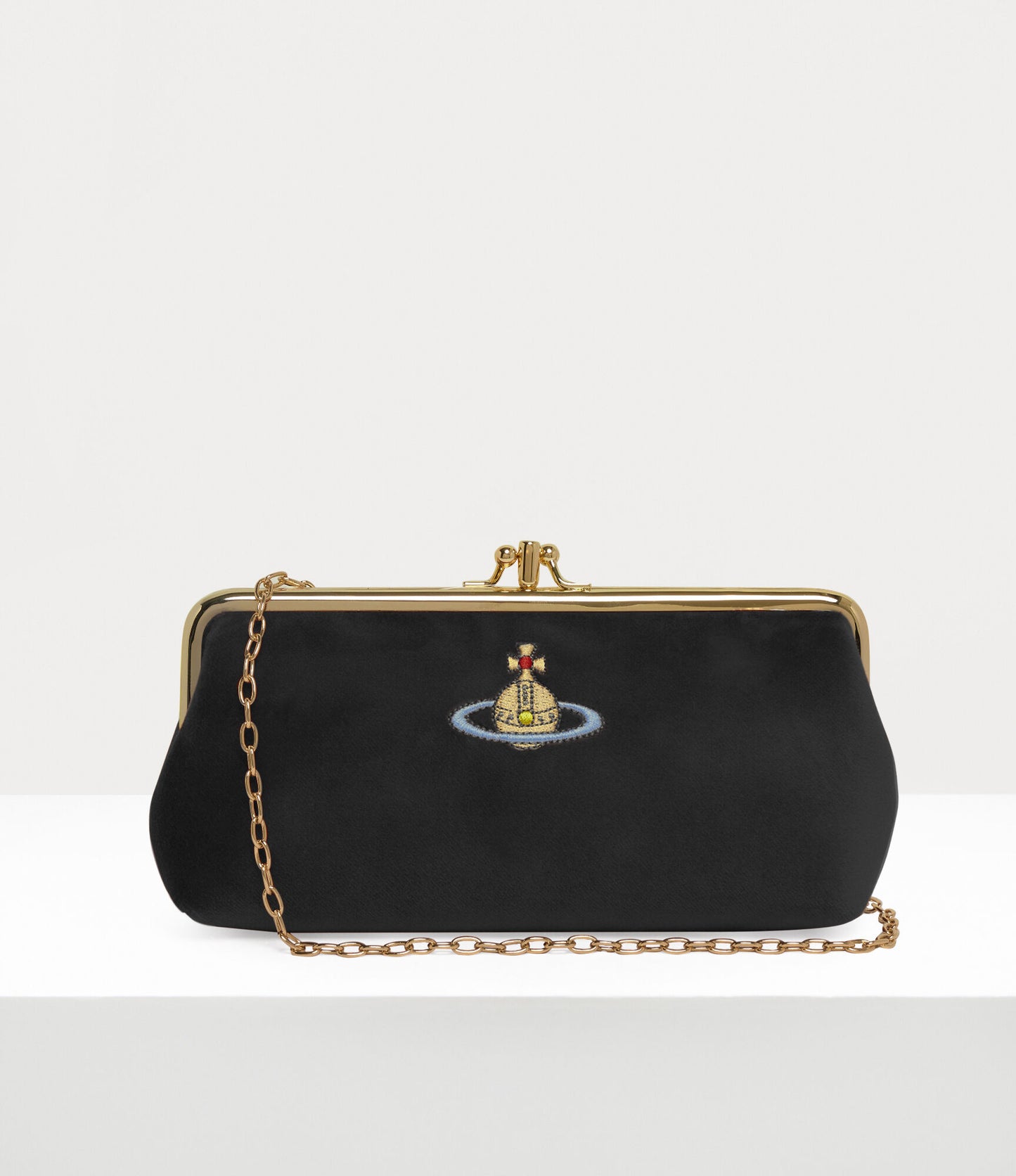 Vivienne Westwood Double Frame Chain Purse Black Velvet