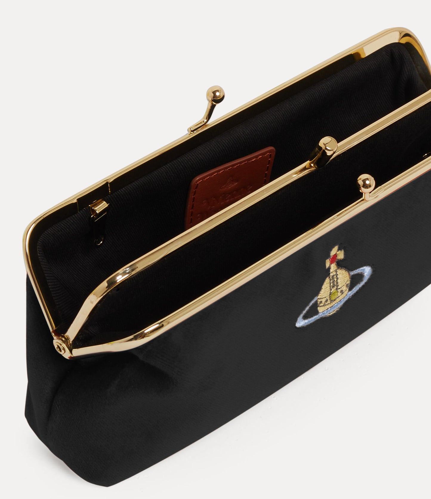 Vivienne Westwood Double Frame Chain Purse Black Velvet
