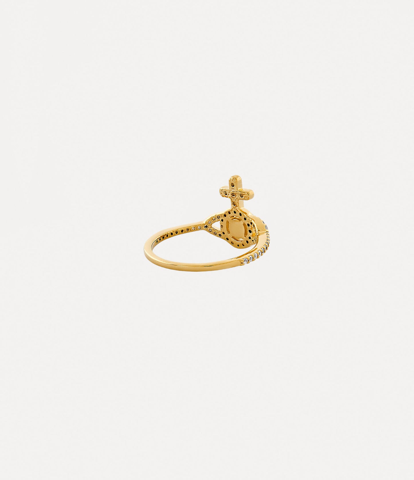 Vivienne Westwood Yellow Gold Tone CZ and Cream Synthetic Opal Olympia Ring