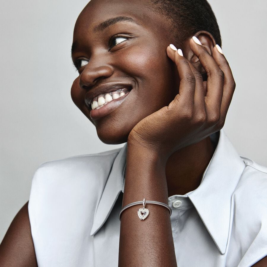 PANDORA Pearlescent White Heart Mum Double Dangle Charm – Coe Co