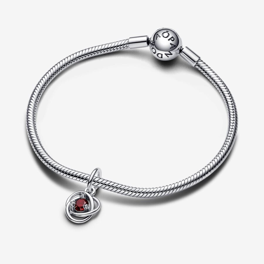 Pandora January Red Eternity Circle Dangle Charm