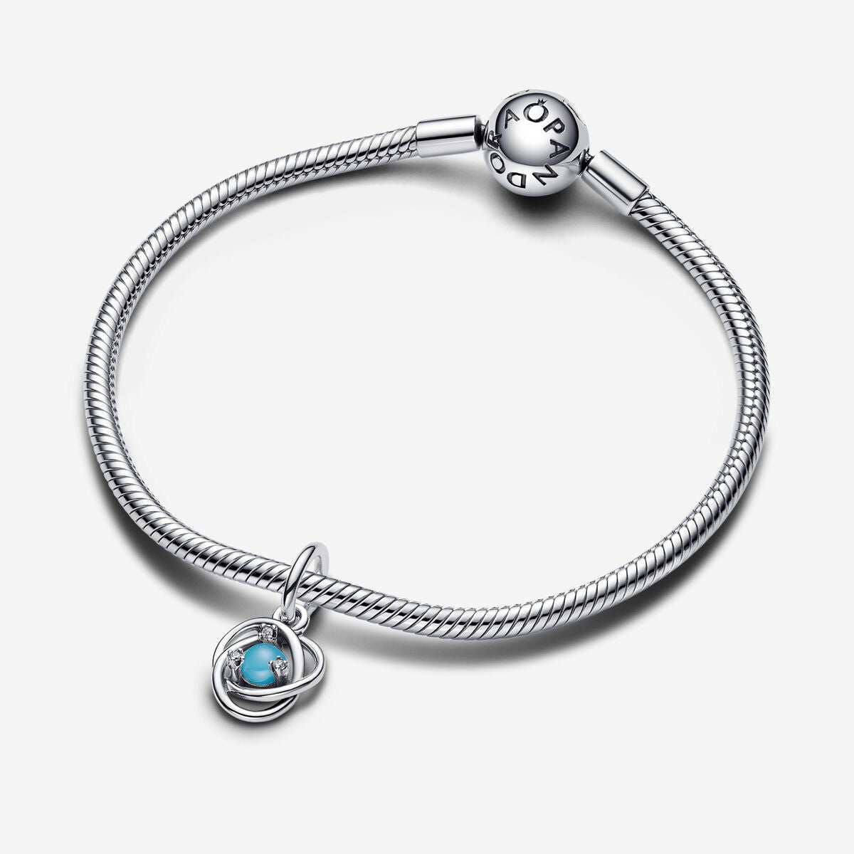 Pandora Decemeber Turquoise Blue Eternity Circle Dangle Charm