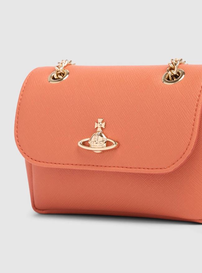 Vivienne Westwood Saffiano Small Purse with Chain Orange