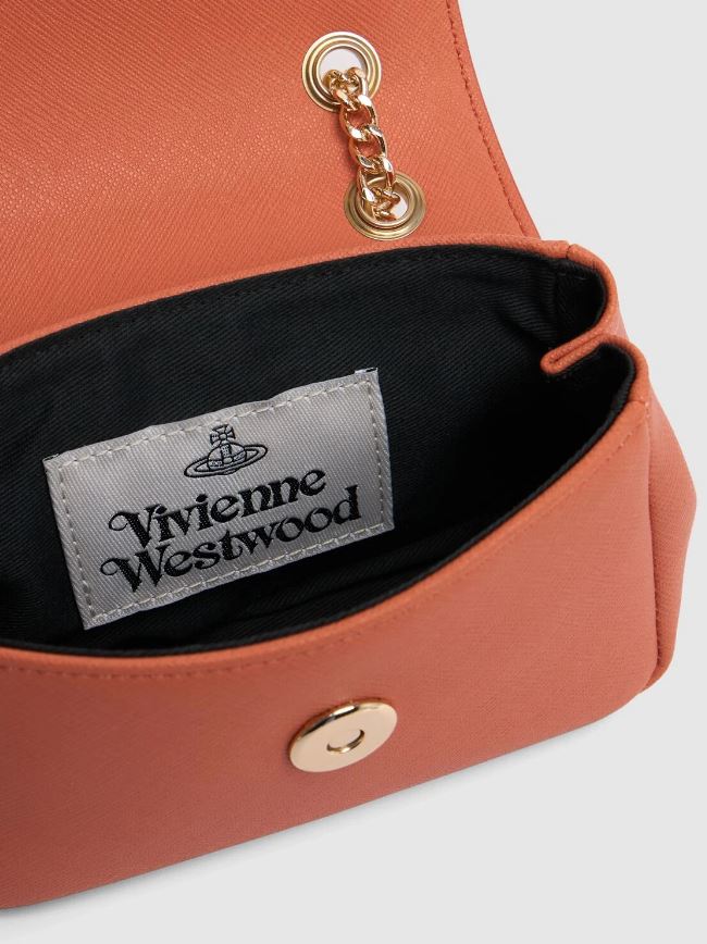 Vivienne Westwood Saffiano Small Purse with Chain Orange