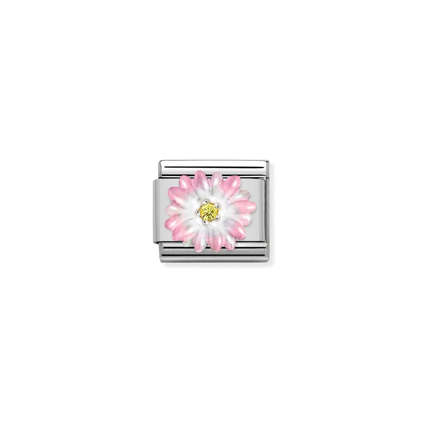Nomination Classic Link Pink Flower with Yellow CZ