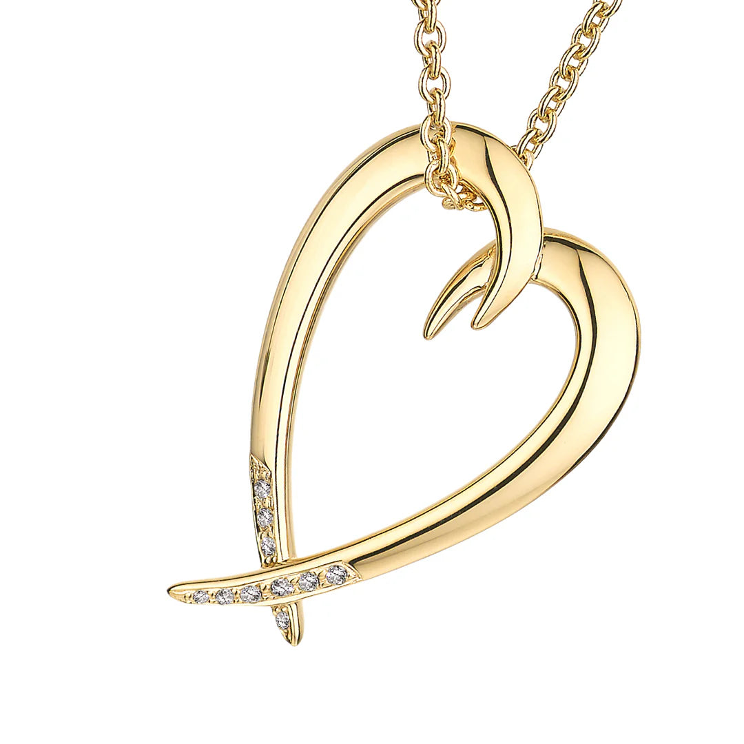 Shaun Leane Hook Heart Pendant - Yellow Gold Vermeil & Diamond