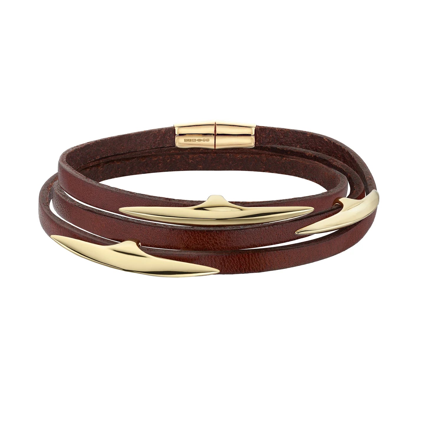 Shaun Leane Arc Multi Wrap Bracelet - Leather & Yellow Gold Vermeil