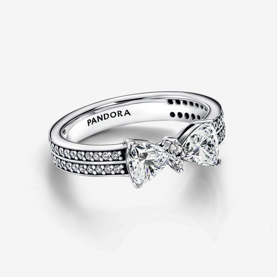 Pandora Sparkling Double-Row Bow Ring
