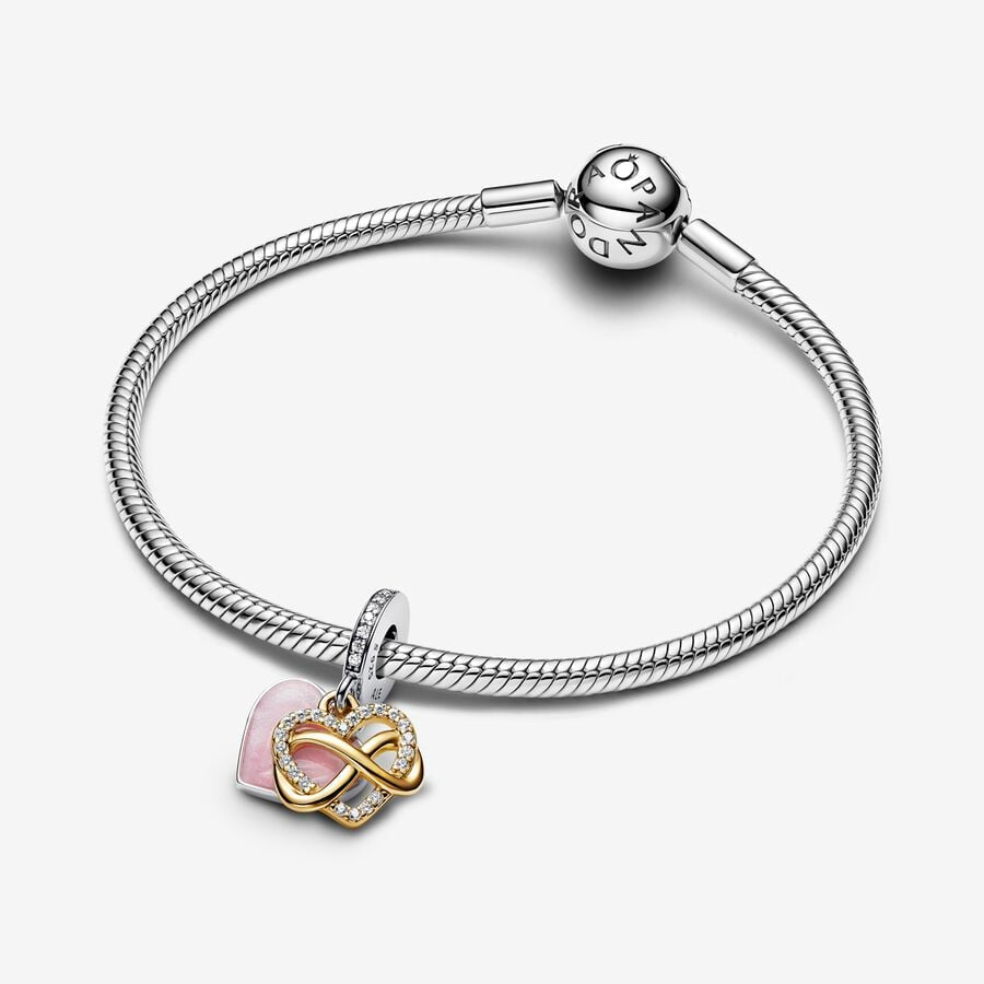 Pandora Sparkling Infinity Heart Dangle Charm Gold