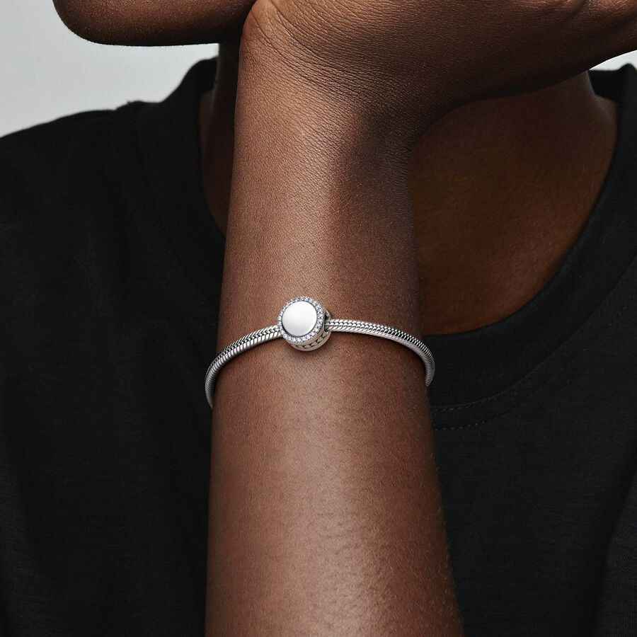 Pandora Engravable Sparkling Button Charm