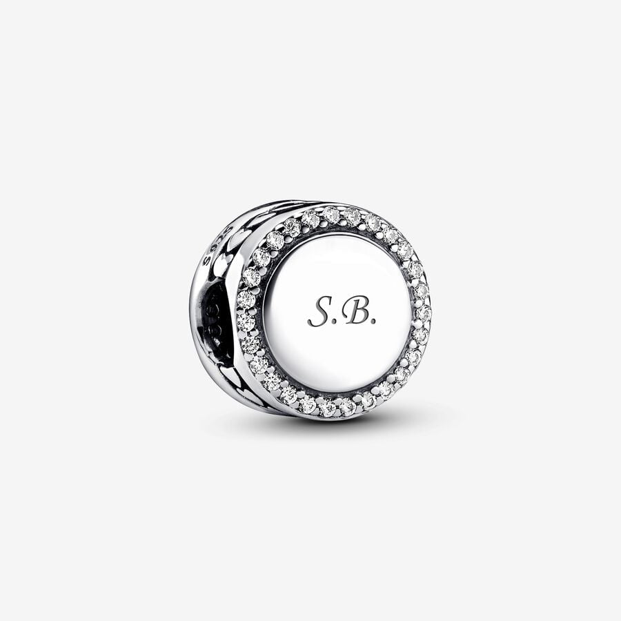 Pandora Engravable Sparkling Button Charm