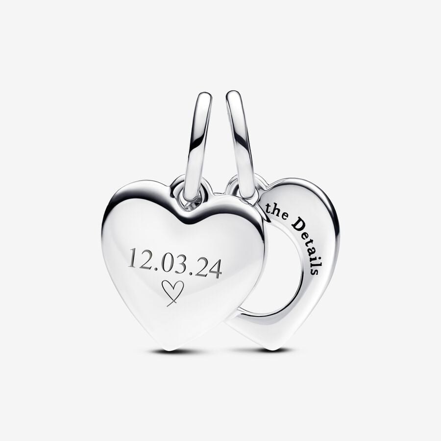 Pandora Engravable Heart Magnifying Glass Double Dangle Charm