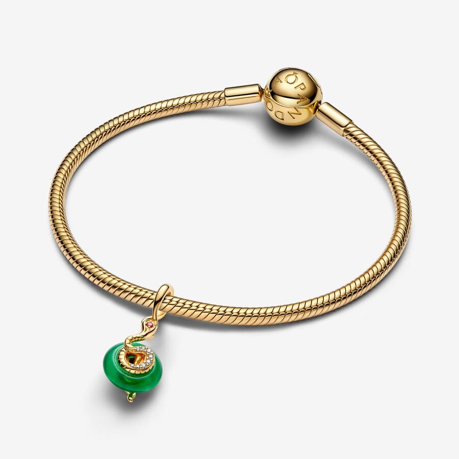 Pandora Snake Green Murano Glass Dangle Charm