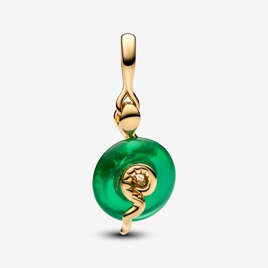 Pandora Snake Green Murano Glass Dangle Charm