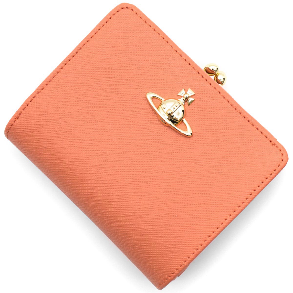 Vivienne Westwood Saffiano Biogreen Wallet Frame Pocket Purse Orange