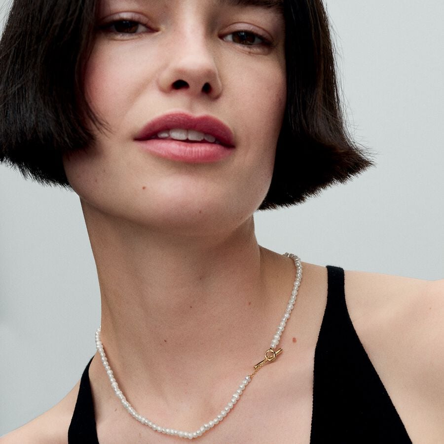 Treated Freshwater Cultured Pearls T-bar Collier Necklace