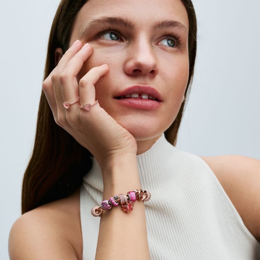 Pandora Pink & Yellow Murano Glass Butterfly Dangle Charm