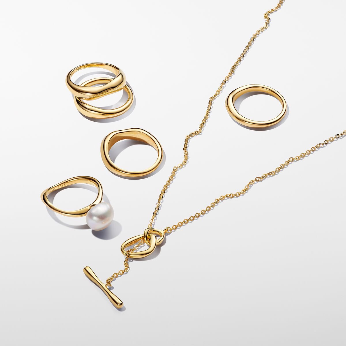 Pandora Essence Organically Shaped Stacking Rings
