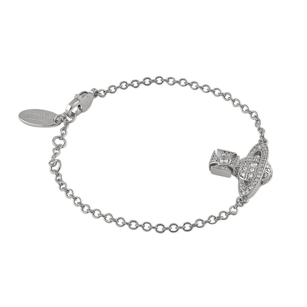Vivienne Westwood Silver With White CZ Carmela Bas Relief Bracelet