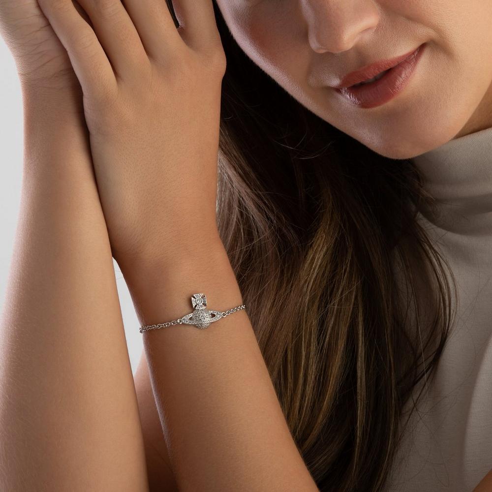 Vivienne Westwood Silver With White CZ Carmela Bas Relief Bracelet