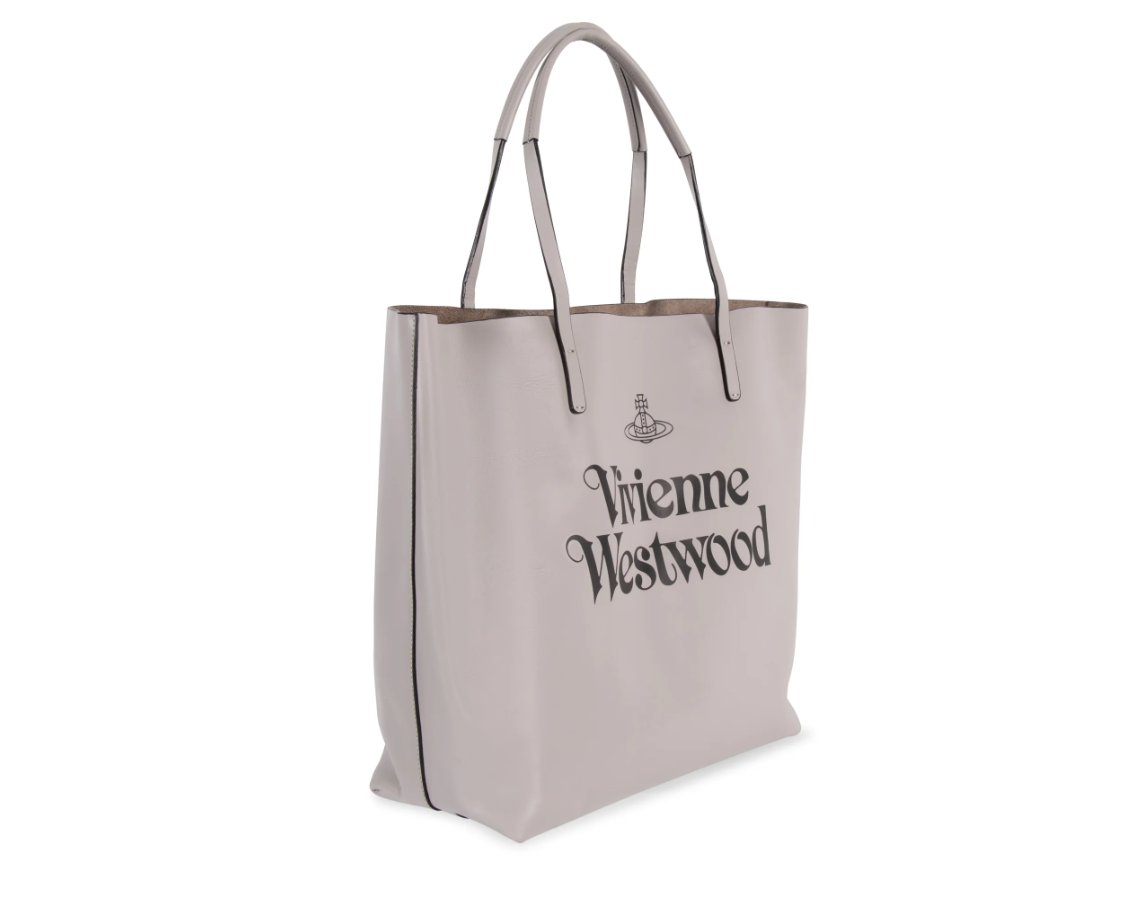 Vivienne Westwood Grey/Black Studio Leather Shopper Bag