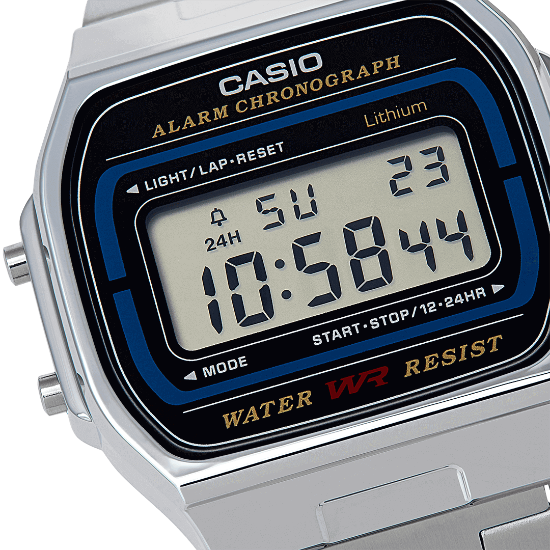 Casio Vintage Classic Silver Stainless Steel Digital Watch A164WA 1VES