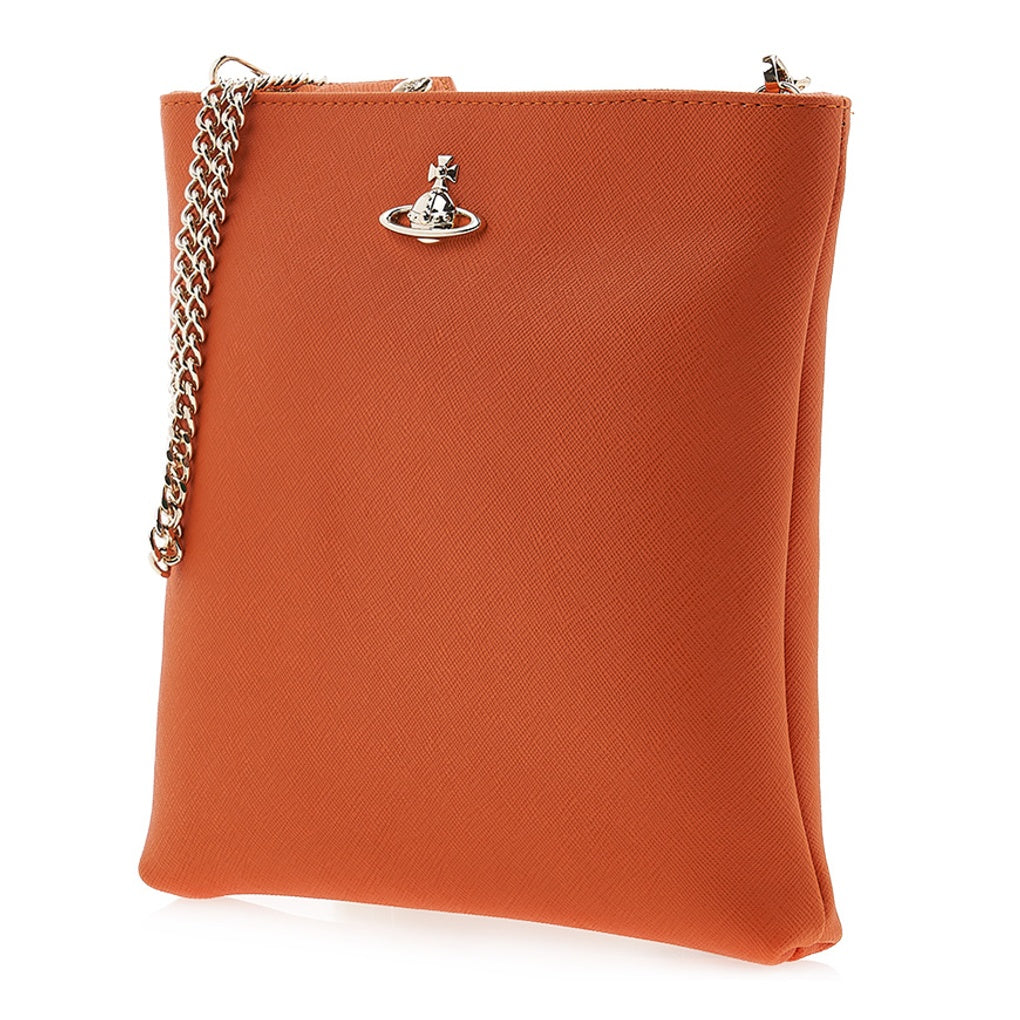 Vivienne Westwood Orange Squire Square Crossbody With Chain