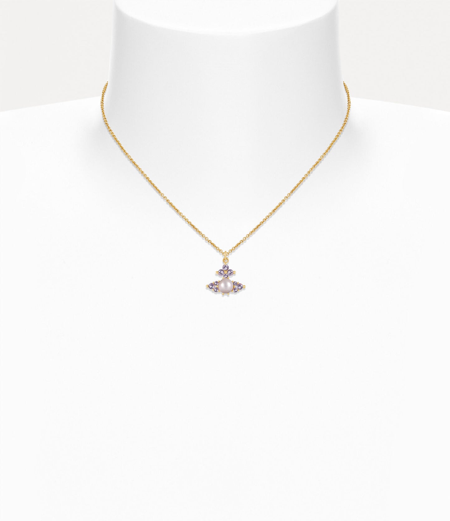 Vivienne Westwood Yellow Gold Tone and Purple Feodora Necklace