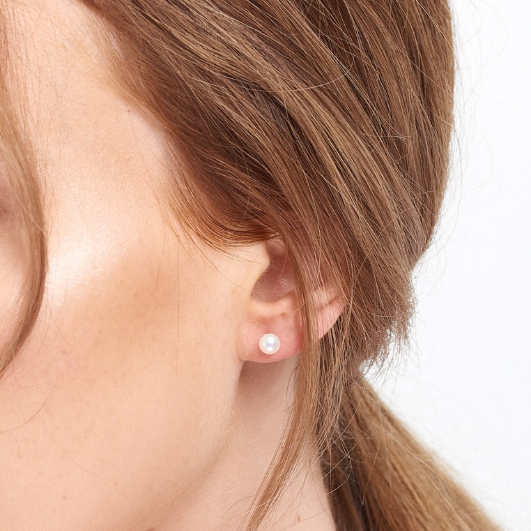 Jersey Pearl 5mm Crown White Pearl Studs