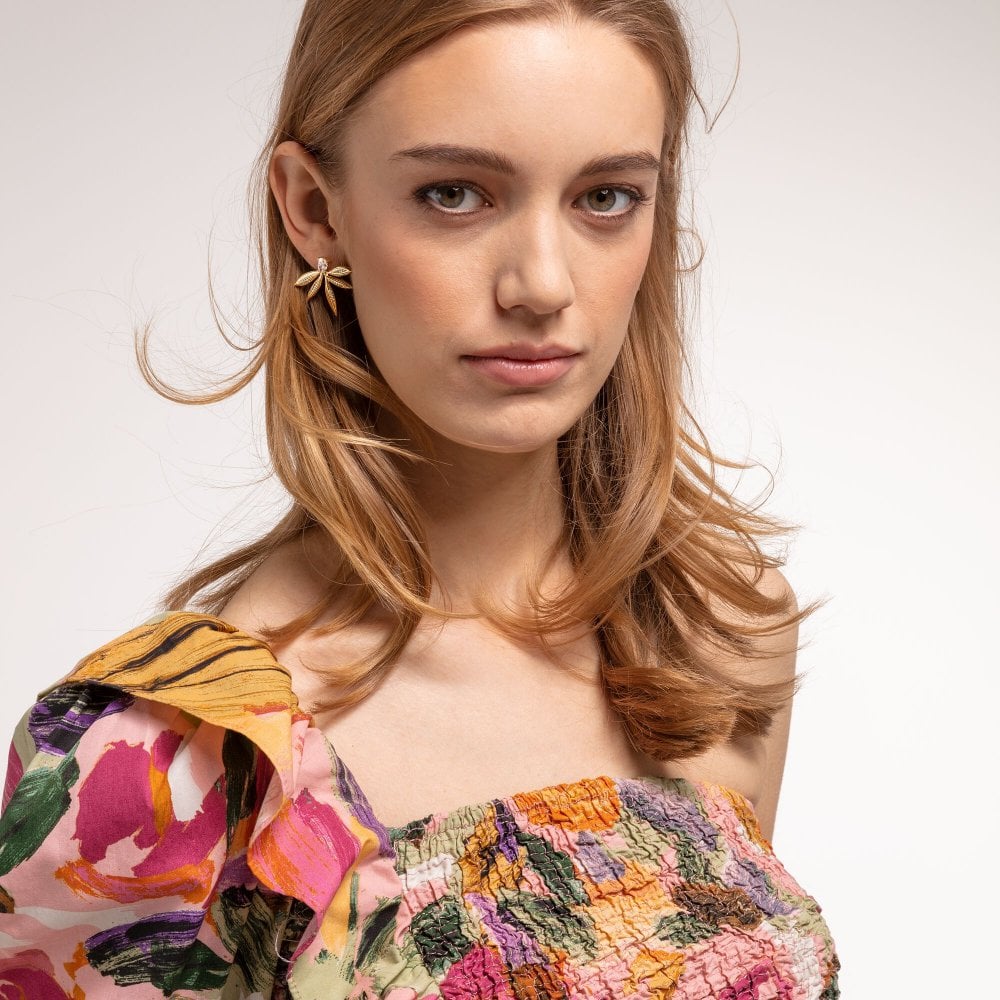 Thomas Sabo Sterling Silver Leaves Gold Earrings