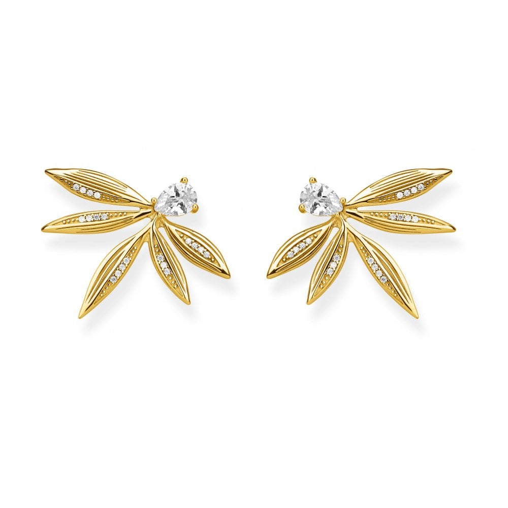 Thomas Sabo Sterling Silver Leaves Gold Earrings