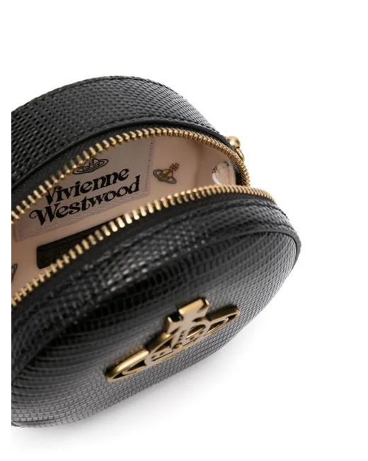 Vivienne Westwood Women's Black Round Leather Mini Bag – Coe Vivienne Westwood Women's Black Round Leather Mini Bag – Coe