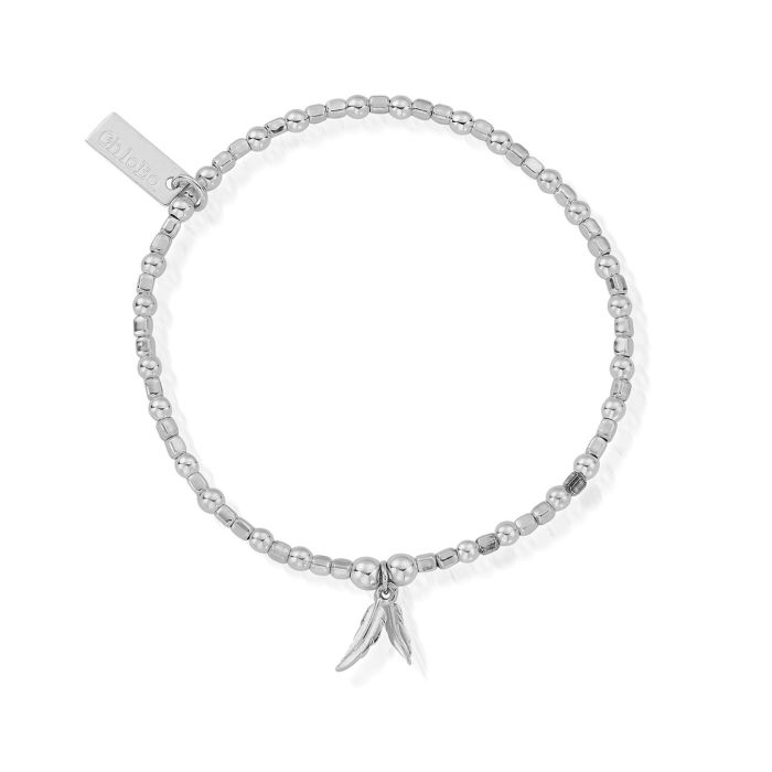 ChloBo Silver Mini Cube Double Feather Bracelet