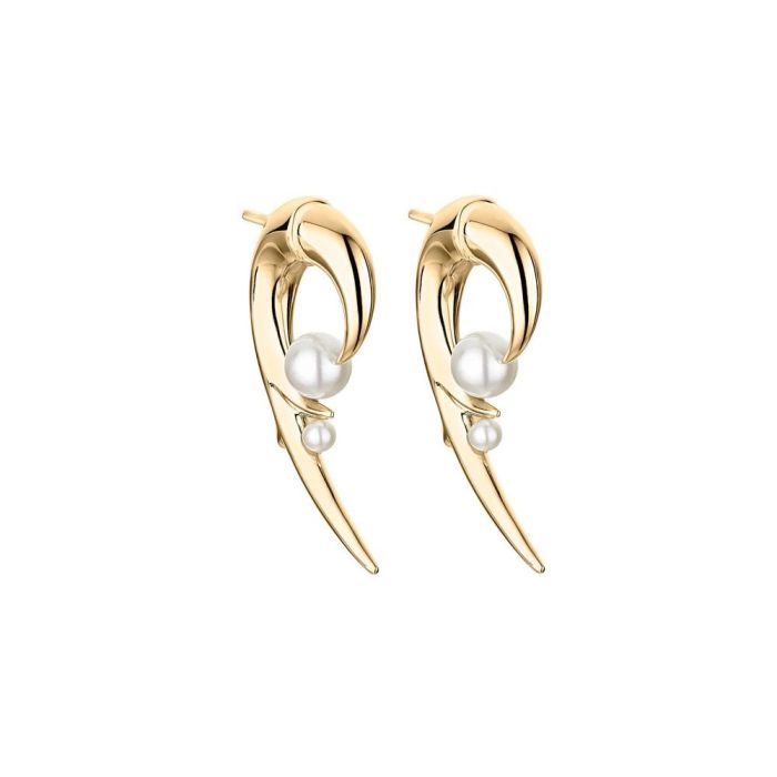 Shaun Leane Gold Tone Hooked Pearl Earrings