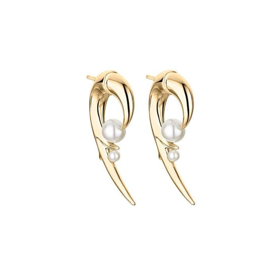 Load image into Gallery viewer, Shaun Leane Gold Tone Hooked Pearl Earrings
