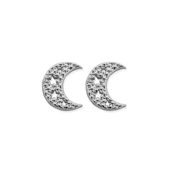 Load image into Gallery viewer, ChloBo Silver Starry Moon Stud Earrings
