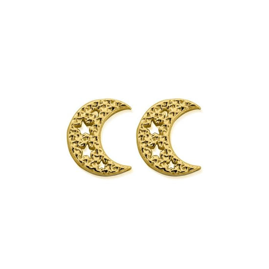 Load image into Gallery viewer, ChloBo Gold Starry Moon Stud Earrings
