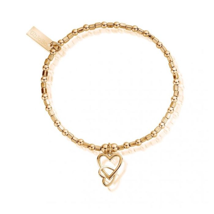 Load image into Gallery viewer, ChloBo Gold Mini Cube Interlocking Love Heart Bracelet
