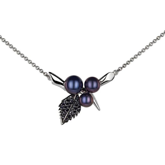 Shaun Leane Blackthorn Silver/Black Spinal Triple Pearl Leaf Pendant